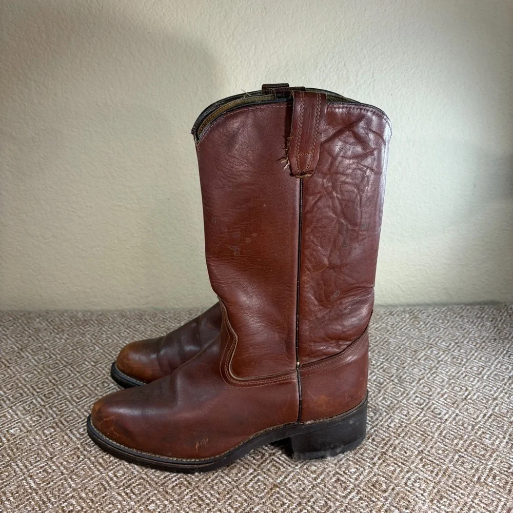 Acme Mens Brown Leather Western Cowboy Boots 9096 Sz 8E Roper Riding Texans